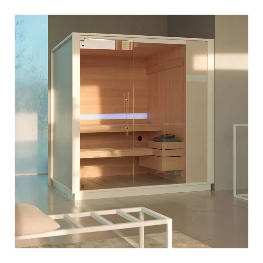 European Design Electric Solid Wood Canadian Hemlock Far Infrared 3 Person Villa Sauna Room