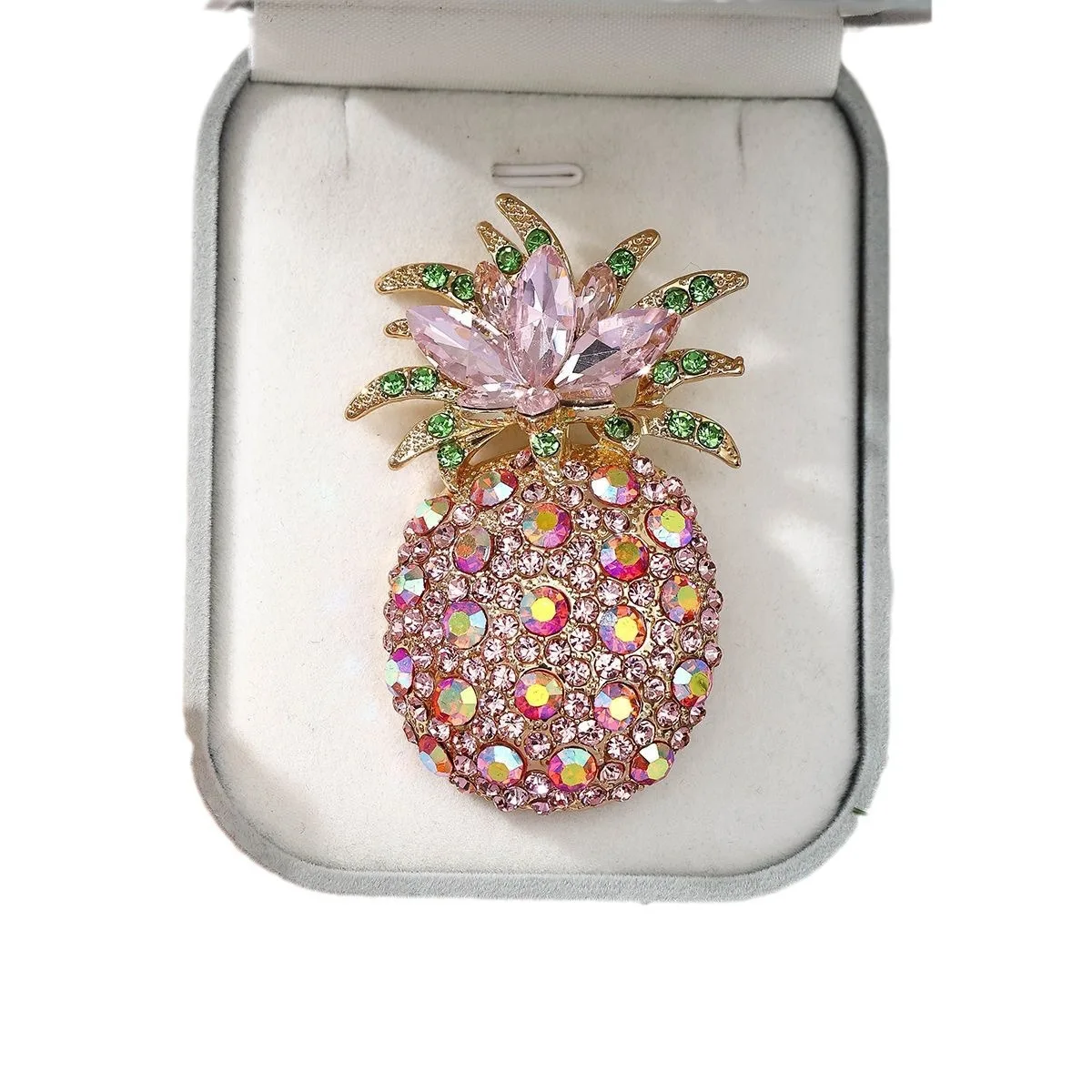 Women Colorful Full Rhinestone Pineapple Broch Fashion Large Pineapple Fruit Pin Jewelry