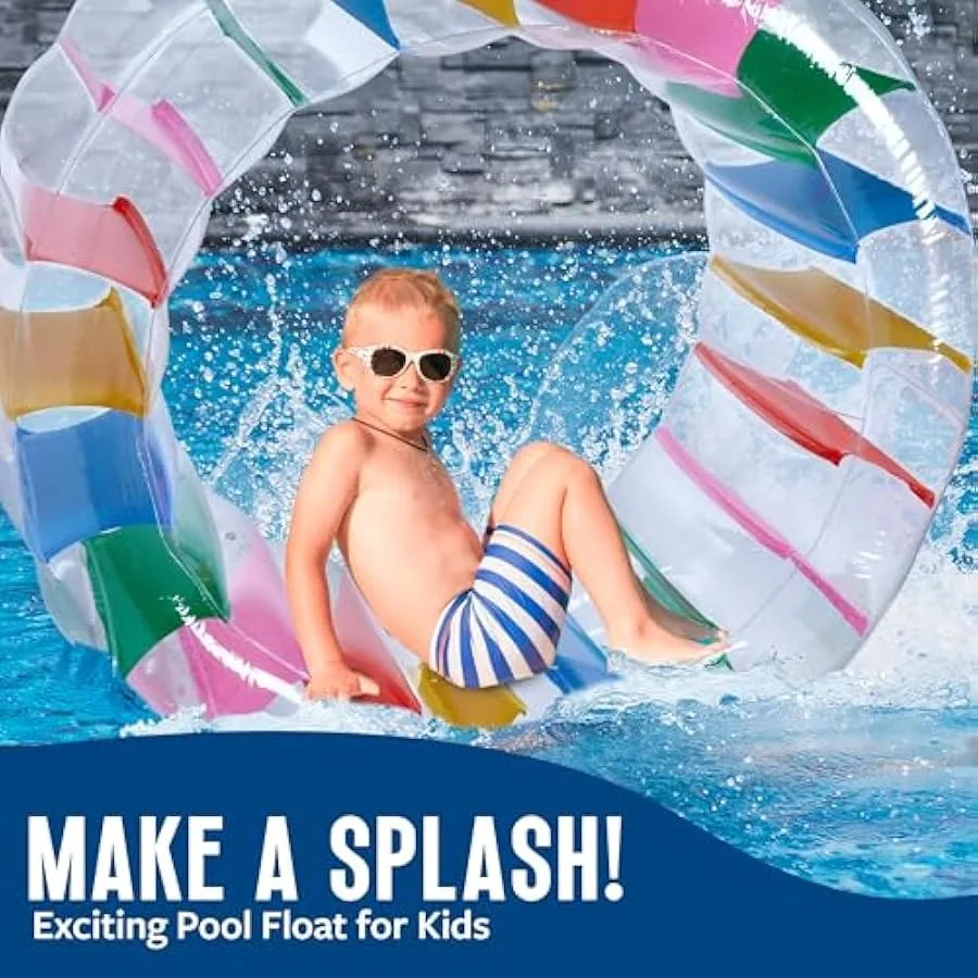 Giant Inflatable Wheel Roller 63" Colorful Water Rolling Wheel Swimming Pool Roller Toy Rolling on The Lawn Lake Beach Party In