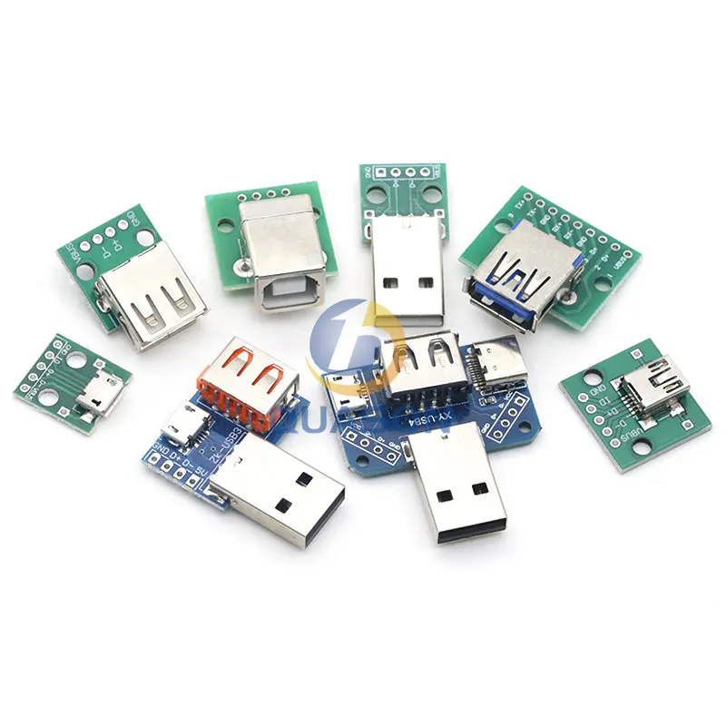 1PCS USB Male Connector / MINI MICRO USB to DIP Adapter female connector 2.54 Connector B Type-C USB2.0 3.0 Female PCB Converter