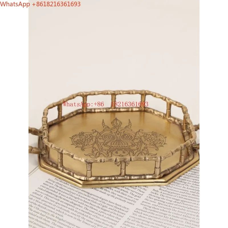 Imported American Vintage Light Luxury Home Decor Living Room Coffee Table Storage Brass Fruit Tray Storage Tray Ornament