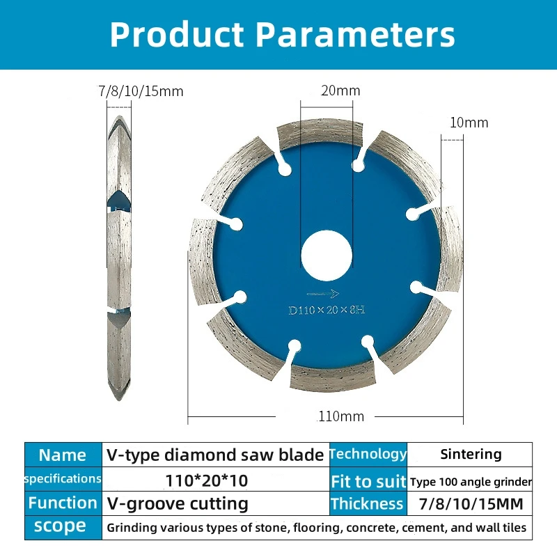 V-shaped Cutting Blade Thickened SDC Saw Blade Stone Concrete Floor Slotted Angle Grinder Bevel Grinding Blade