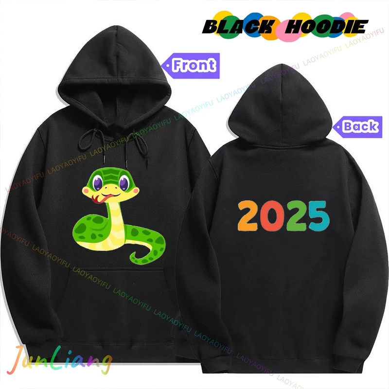 2025 Happy New Year of The Snake Woman Cartoon Printed Sweatshirt Autumn Winter Hoodie Girl's New Year Gift Hoodies Y2k Clothes