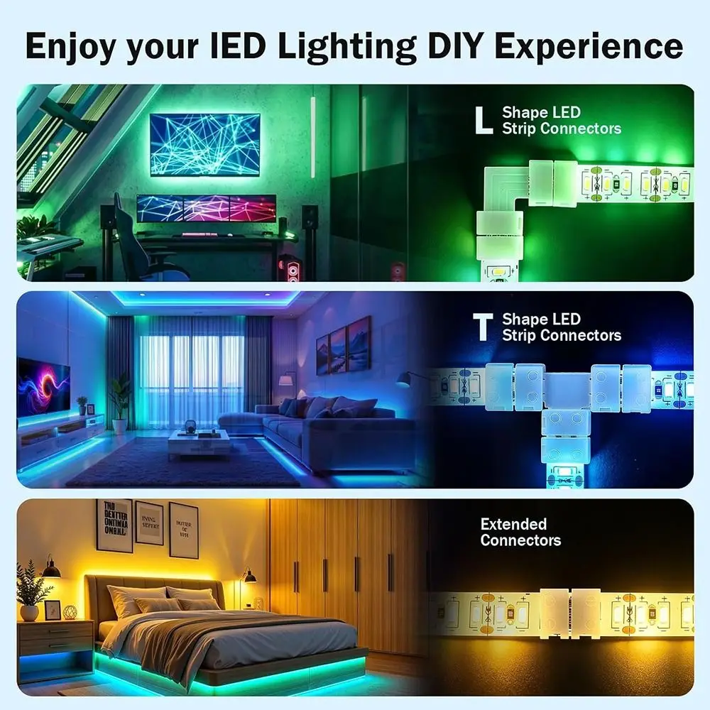 30pcs 3535/2835 LED Strip Connectors 8mm/10mm Waterproof RGB Connectors Quick Connect 3Pin/4Pin 4 Pin Connectors