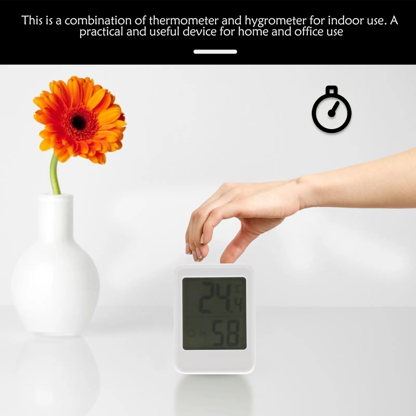 

Цифровой термогигрометр для помещений, портативный монитор температуры и влажности с настенным крючком для спальни, офиса, детской комнаты