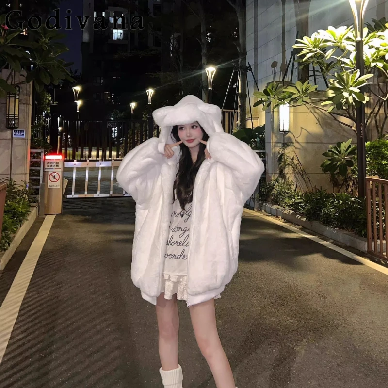 لطيف أفخم الخريف الشتاء معطف الأصلي الإناث صوف مبطن سترة يابانية دافئة المرأة الحلو رقيق القطن مبطن معاطف