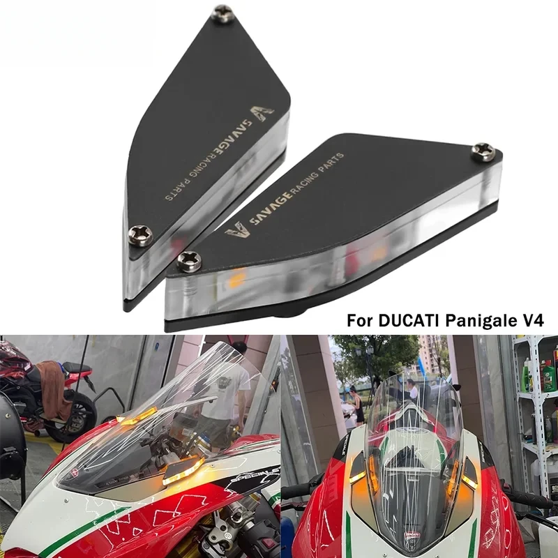 

Invisible LED flashing light and turn signal indicator light for motorcycle DUCATI Panigale V4 V4S V4R V2 mirror base plate