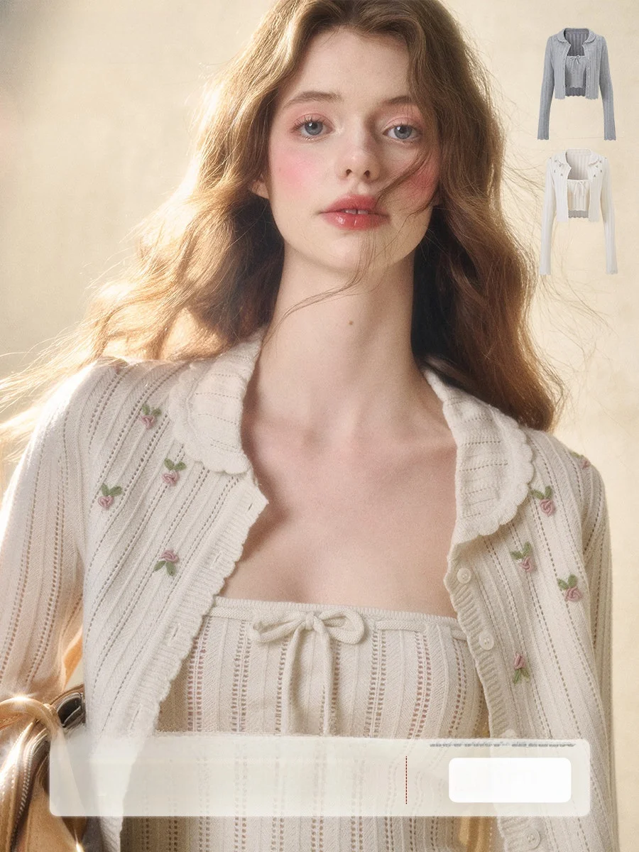 

Galaxy Eternal шерстяной кружевной ажурный кардиган ручной работы с цветочным принтом Све длинный вязаный свитер женский милый облегающий трикотаж