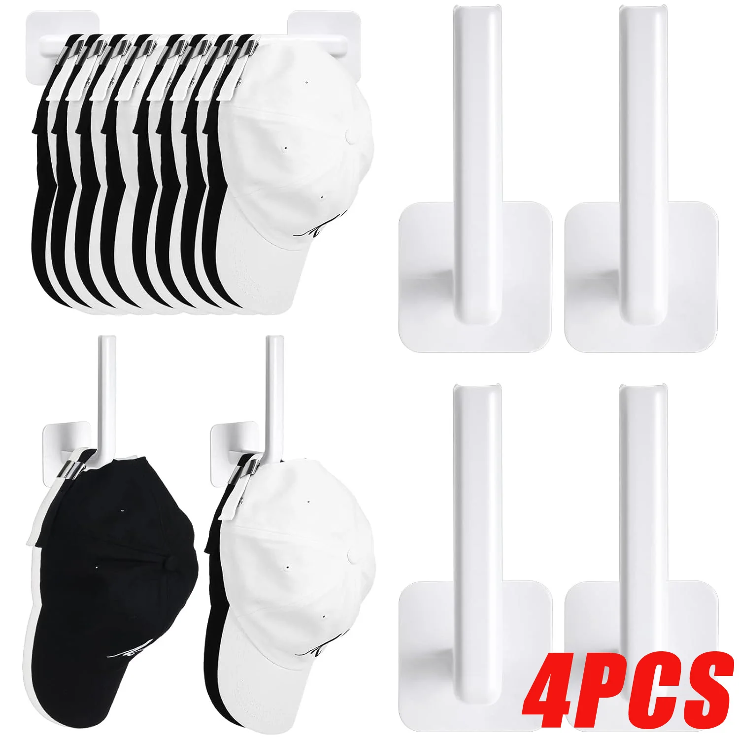 

4/1Pcs Baseball Cap Racks Wall Mounted Punch Free Cap Holder Cap Hanger Hat Display Organizer Toilet Paper Roll Holder Hooks