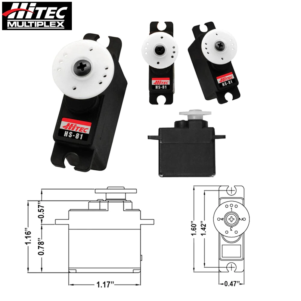 Hitec HS81 HS-81 4.8V-6.0V Micro Analog Servo With Futaba JR Airtronics Connector For Electric Airplanes Sailplanes Accessories