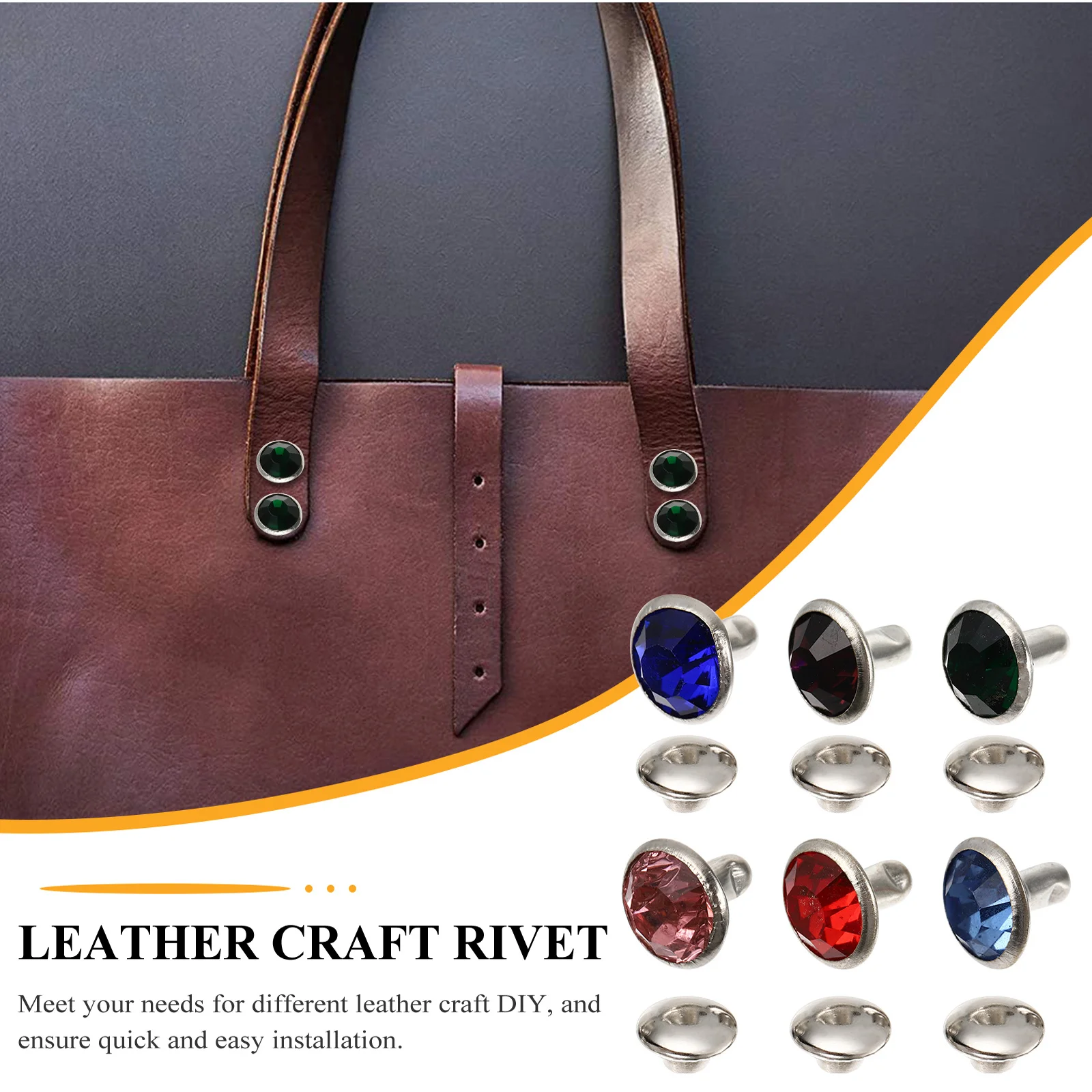 

120Pcs Rhinestone Rivets Crystal Studs 8mm for Craft DIY Bag Shoe Belt Decoration Rivets Craft Rivet