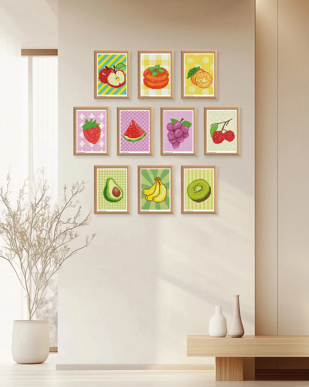 ForeverYoung DIY Diamond Painting Kits Fruit Diamond Art Kits Mini Square Drill Postkaarten, voor beginners, cadeau, kamerdecoratie