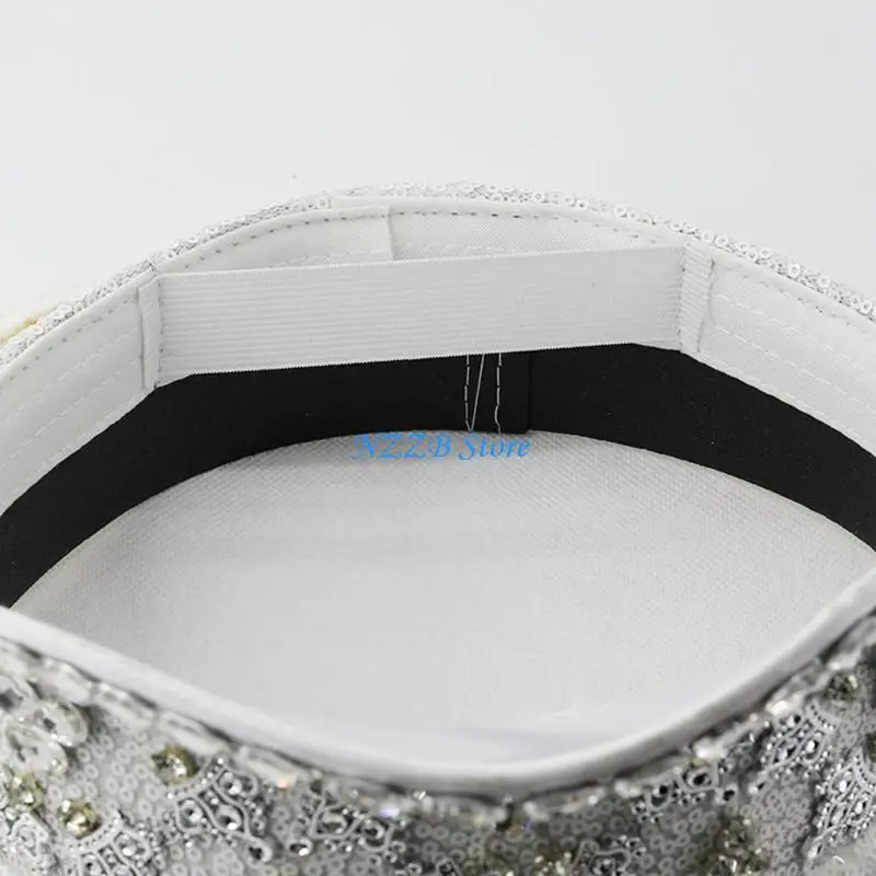 

T21F Rhinestones Crown Hat for Women Girl Birthday Party Caps Blingbling Hat Stage Performances Hat Photography Headwear