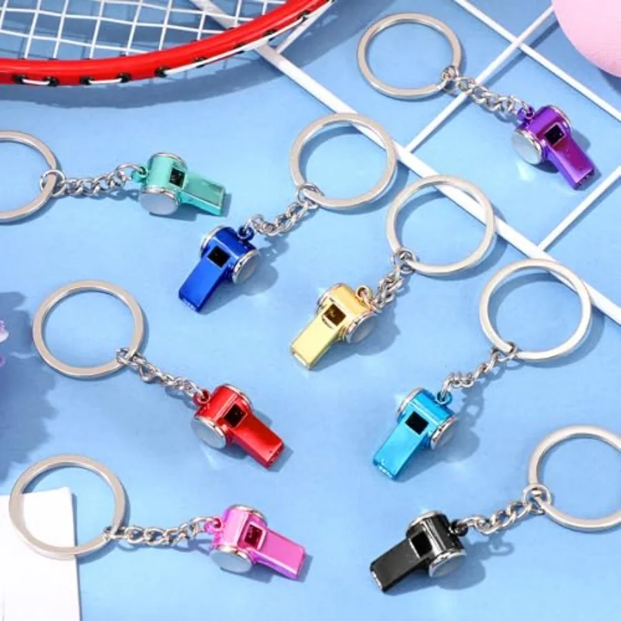 8-delige mult mini stalen fluitjes met sleutelhangers voor coaches cadeau grappige fluitjes bulk schattig luid ideaal voor buitensporten noodgevallen