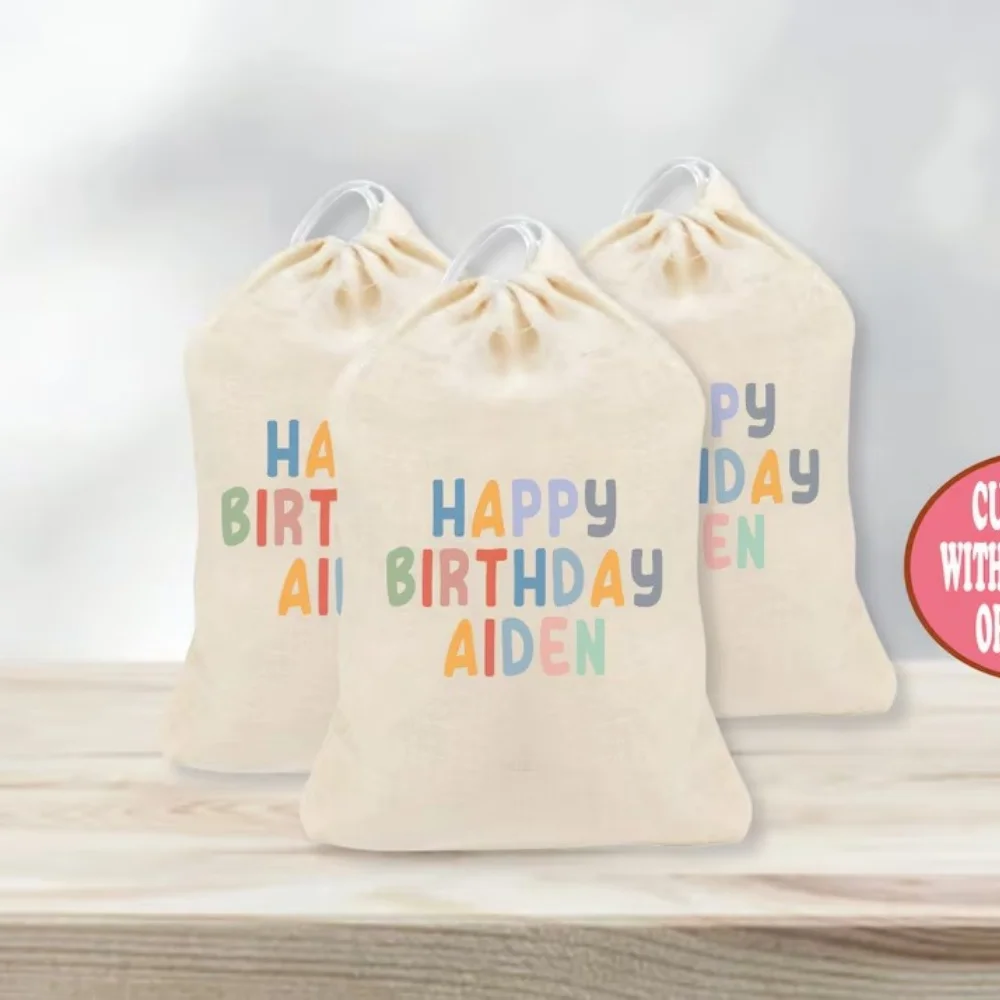 20 pcs Custom Goodie Bag-Kids Goodie Bag-Customized Goodie Bag-Name-Childrens Name Bag-Kids Party Favor Cute Drawstring Bag