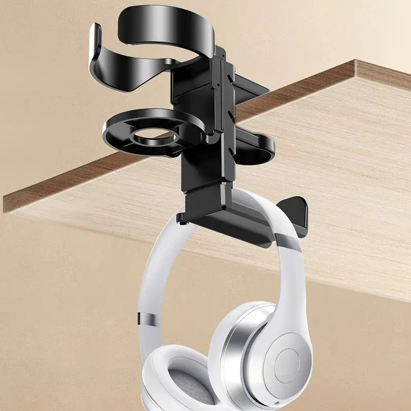 Clip per supporto per auricolari con rotazione a 360 gradi da tavolo con portabottiglie per cuffie da gioco