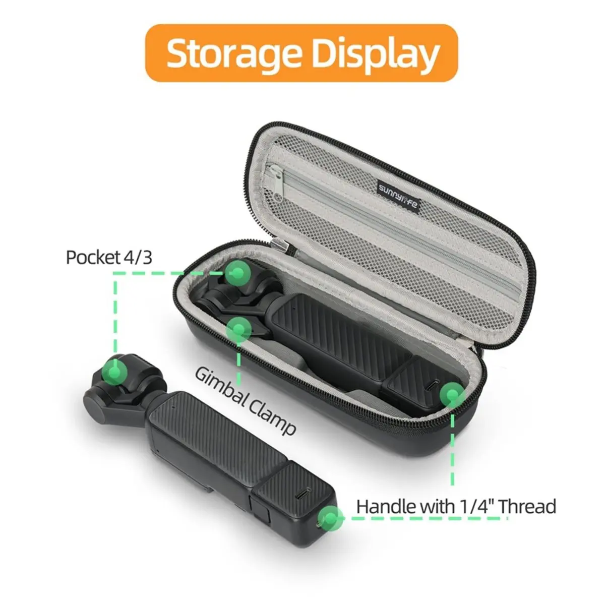 Y2133A*☀▃ Portable Storage Bag with Hanging Strap for 4 3 Waterproof Carrying Case Anti-Scratch Handbag Gray