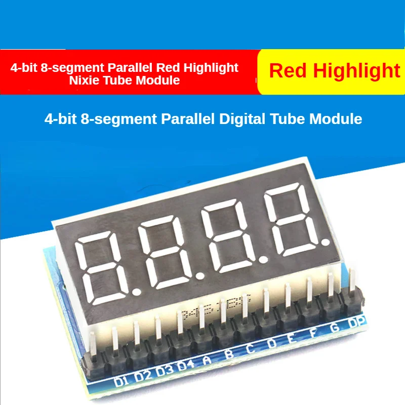 4-bit 8-segment Parallel Red Highlight Nixie Tube Module