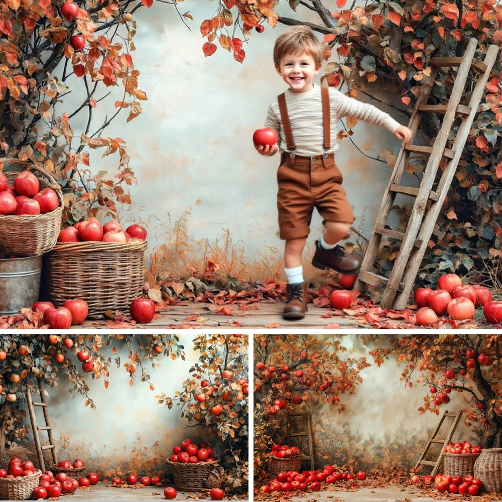 

Autumn Apple Farm Photography Background Kids Birthday Cake Smash Banner Adult Family Portrait Decoration Props Photo Studio
