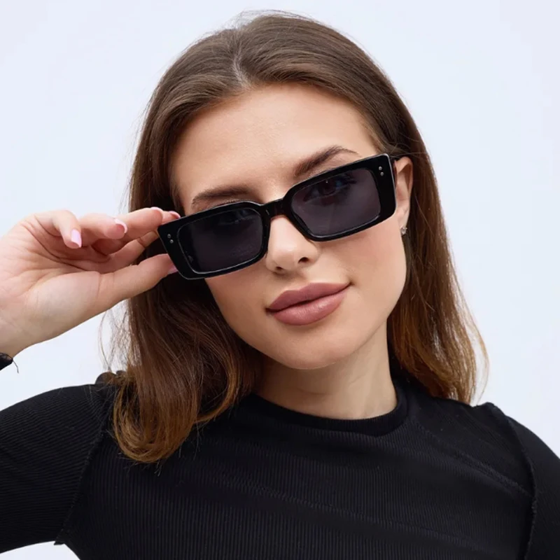 

2pcs Fashion Female Square Sunglasses Women Rivet Simple Design Black Leopard Frame Eyewear Outdoor Sun Glasses Shades UV400