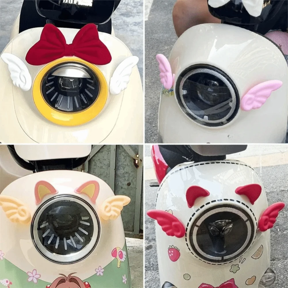 

Мотоциклетный шлем, медвежьи уши, бант, крылья, милые наклейки для электромобиля, мотокросса, вождение, стиль, универсальный аксессуар для декора шлема