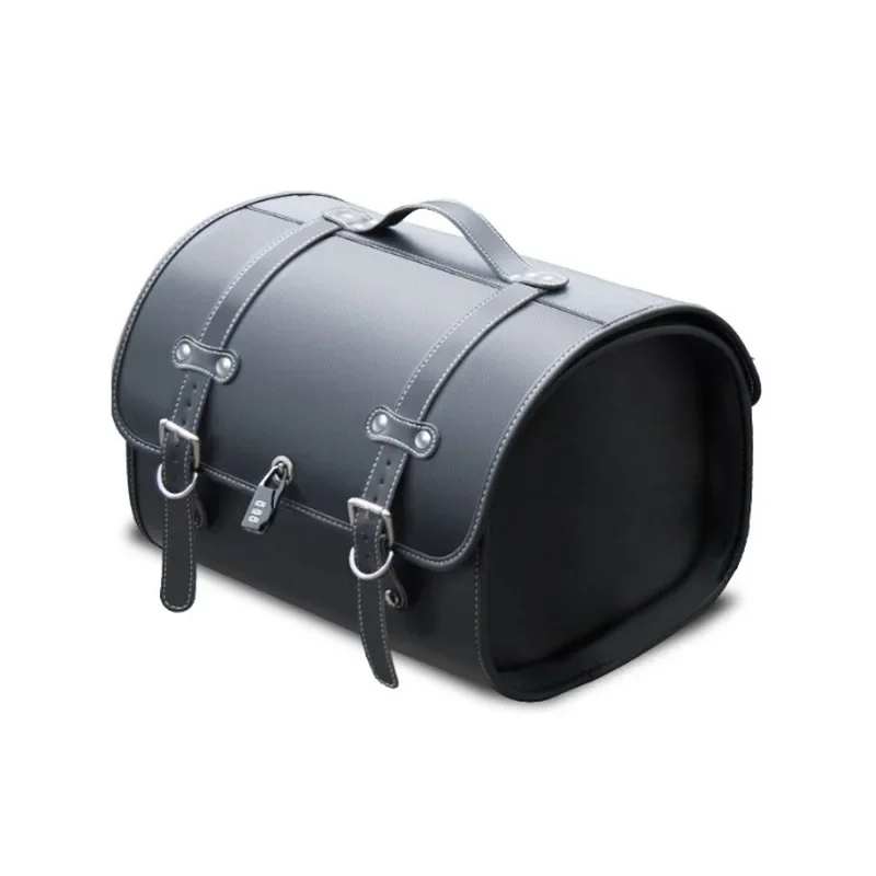 Vintage PU Leather Motorcycle Saddle Bags Detachable Water Bottle Pouch Riding Touring Helmet Storage Bag Fit for QJ Flash 300S