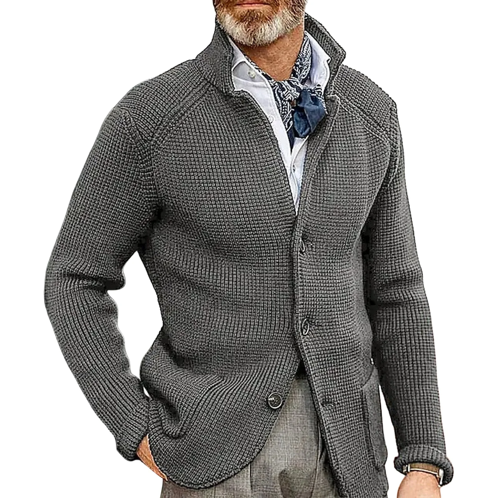 Sweater Long Sleeve Solid Color V Neck Men Cardigan Single Breasted Button Winter Autumn Knitwear Pullover Jackets