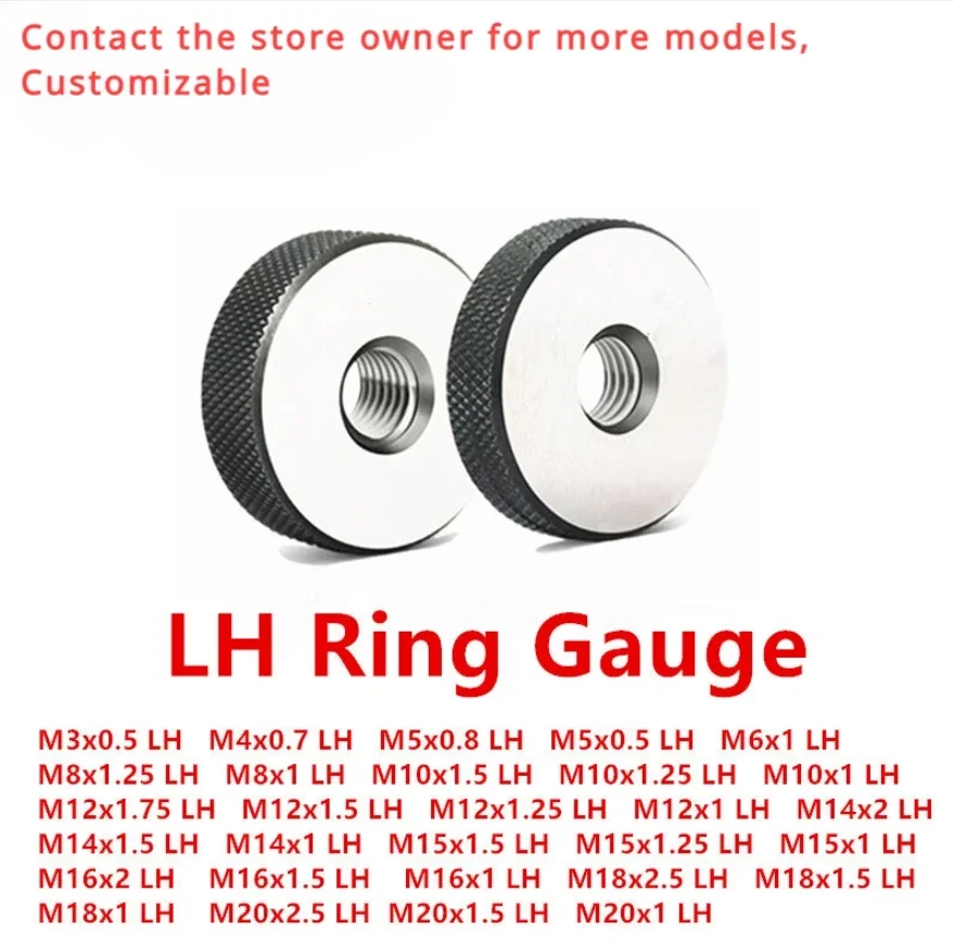 M3 M4 M5 M6 M8 M10 M12 M16 M20 6G LH Metric Ring Gauge GO And NO GO Left Hand Thread Gage Support Customized