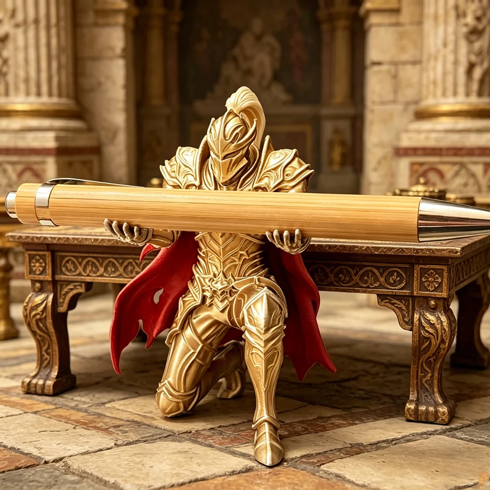 Creative Roman Knight Pen Holder Medieval Kneeling Warrior Pencil Stand 3D Printed Desk Stationery Organizer Rack Office Decor