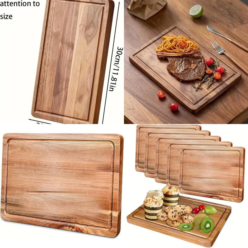 

7.9x11.8 Thick 0.6 Kitchen Butcher Block with Handles & Juice Grooves for Cheese & Charcuterie