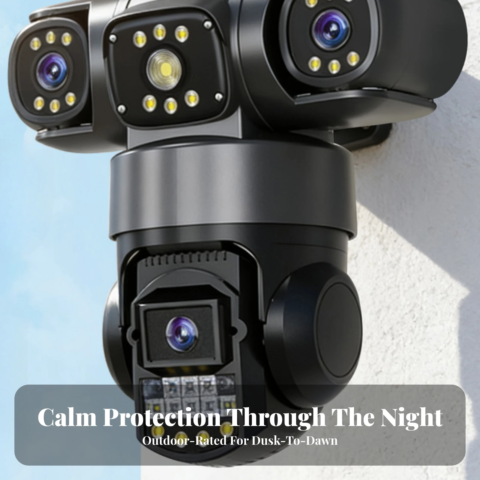 Three-Screen Security Camera Waterproof Triple-Lens Security Camera Hardwired Instant Alerts for Homeowners, Courtyard, Driveway