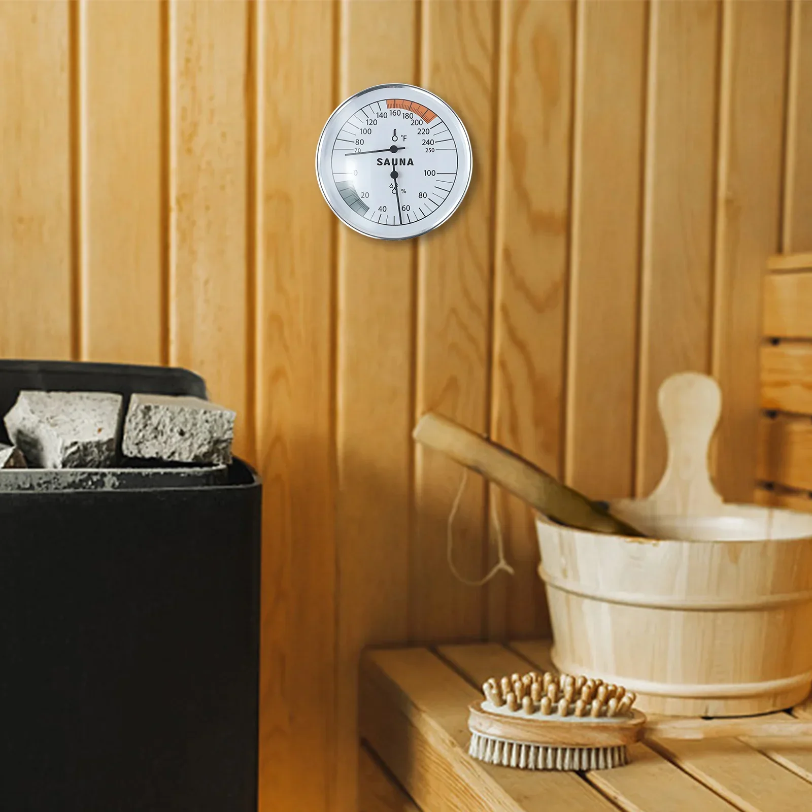 

Easy To Read Dial Sauna Accessory Sturdy Sauna Hygrometer User-friendly Design Sauna Thermometer And Hygrometer