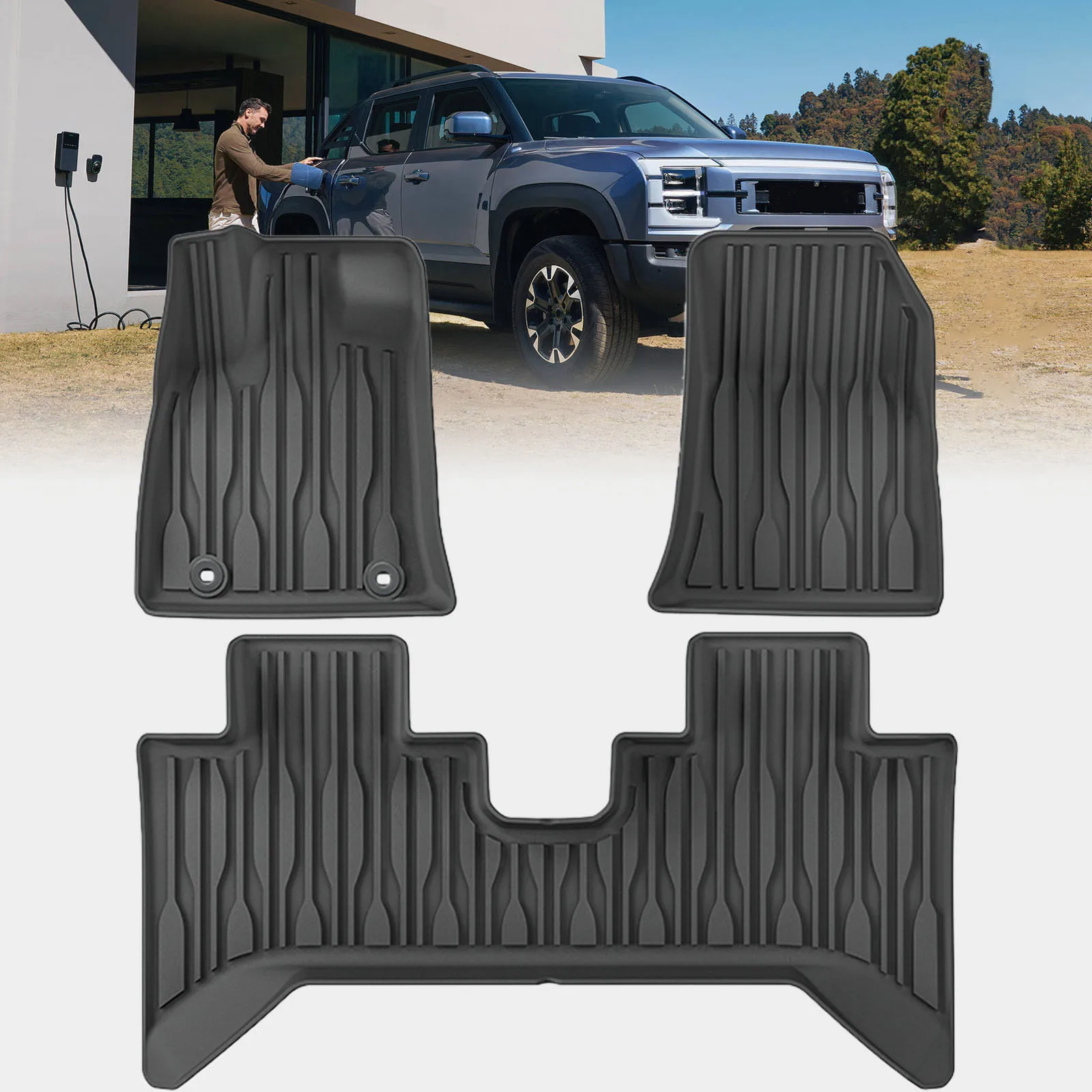 

for BYD Shark 6 2026 2025 2024 Dustproof Easy Clean Car floor Mats TPE Material Non-Slip Interior Parts Accessories