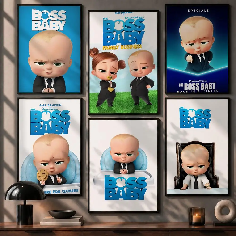 Funny Movie The Boss Baby Poster No Glue Residue Self-Adhesive Art Poster Wall Decor for Bedroom Living Room