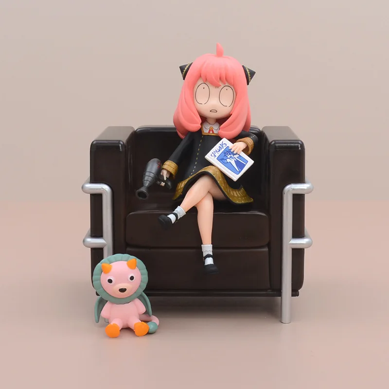 16cm อะนิเมะ Spy ครอบครัว Anya Forger รูปตุ๊กตารอบเดสก์ท็อปเครื่องประดับโซฟา Anya 3 หัวน่ารักรูปรูปปั้นของเล่น