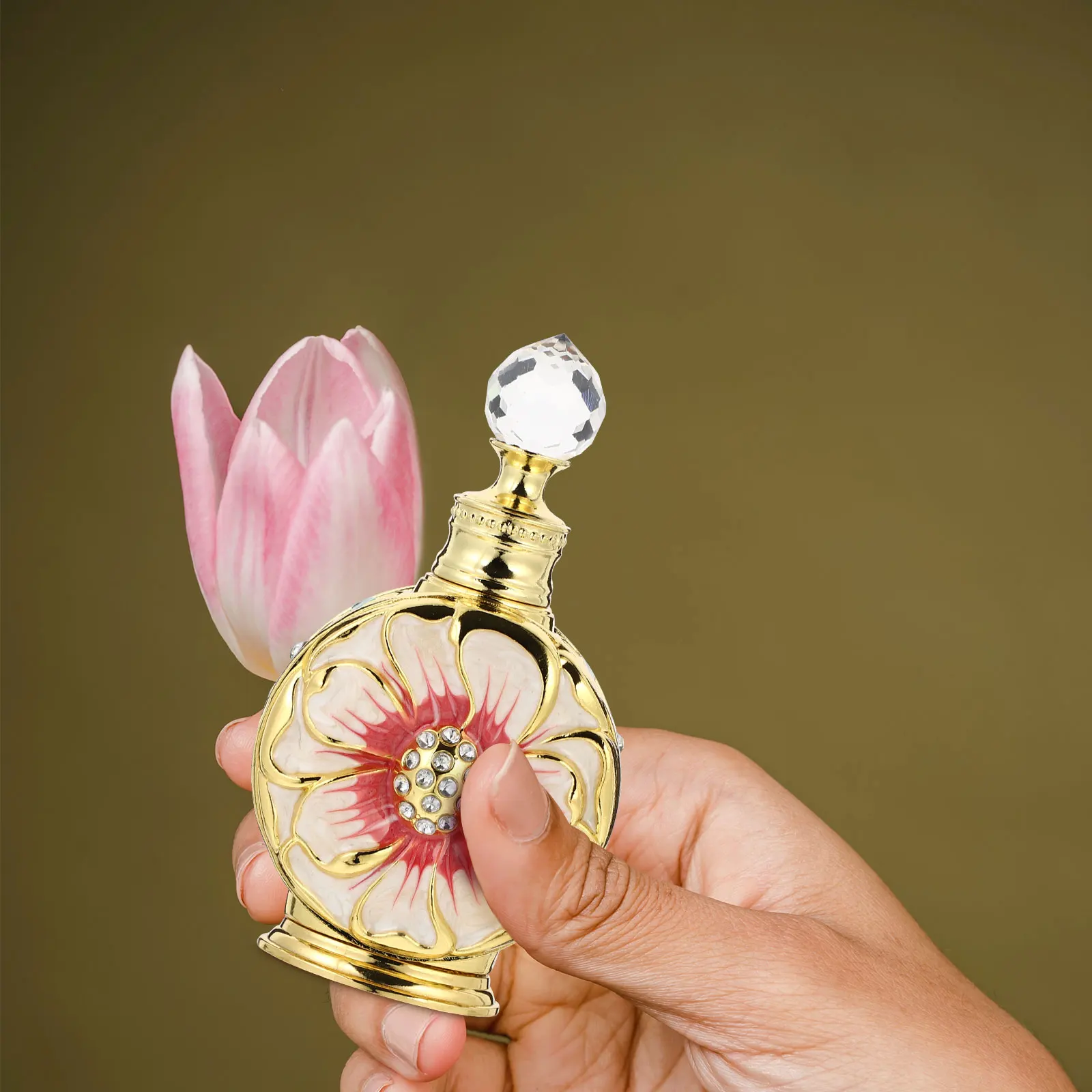 

12Ml Rose Essential Oil Bottle Glass Dropper Vintage Mini Refillable Travel Safe Durable