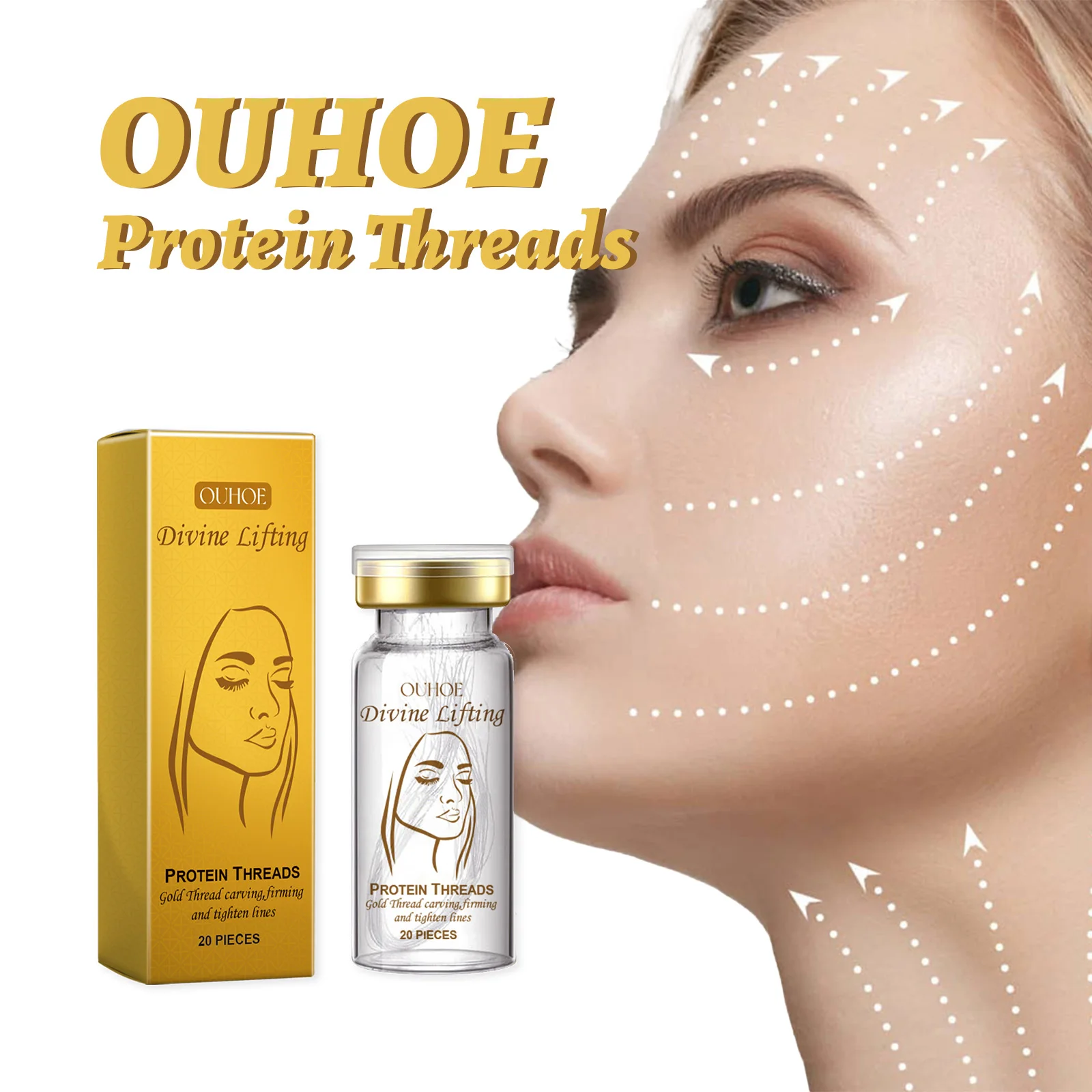 Soluble Protein Threads for Face Lifting Smoothes Fine Lines Improve Skin Elasticity & Firmness Absorbable Collagen Protein Line