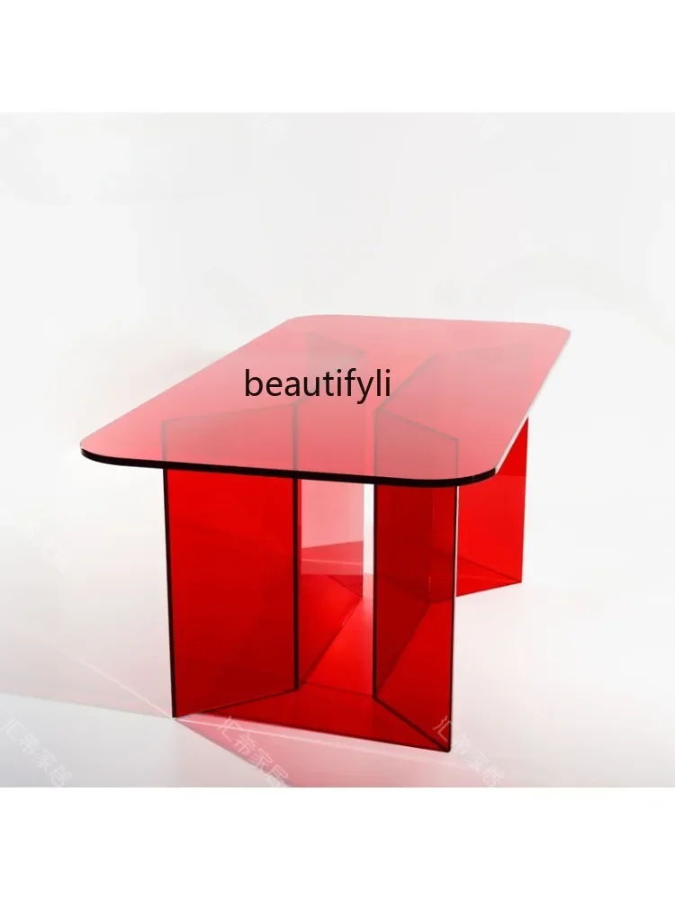 Personalized Custom Acrylic Rectangular Coffee Table Women's Clothing Store Design Transparent Rest Area Table furniture