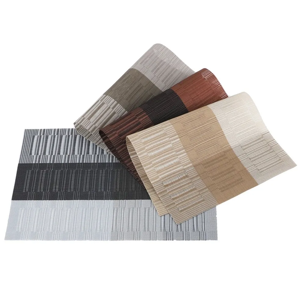 30*45cm PVC Placemats Weave Stripe Heat Resistant Table Mat Washable Easy To Clean Pallet Coaster For Dining Table