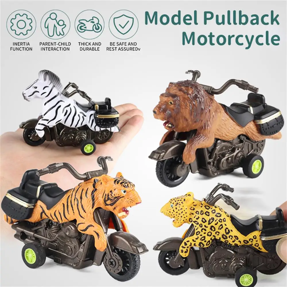 

4PCS Children's Model Pullback Motorcycle Inertia Riding Motorcycle Animal Model Pull Back Car Fun Educational Toys Gift For Boy