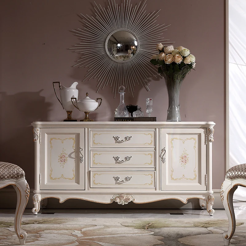European-style all-solid wood painted dining side cabinets, household two-door tea cabinets, wine cabinets, restaurant cupboards