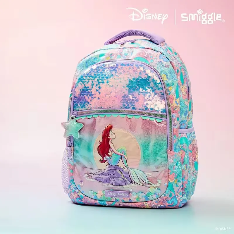 Smiggle Disney The Little Mermaid Ariel Schoolbag Elementary School Girls Children\'S Large Capacity Lightweight Backpack