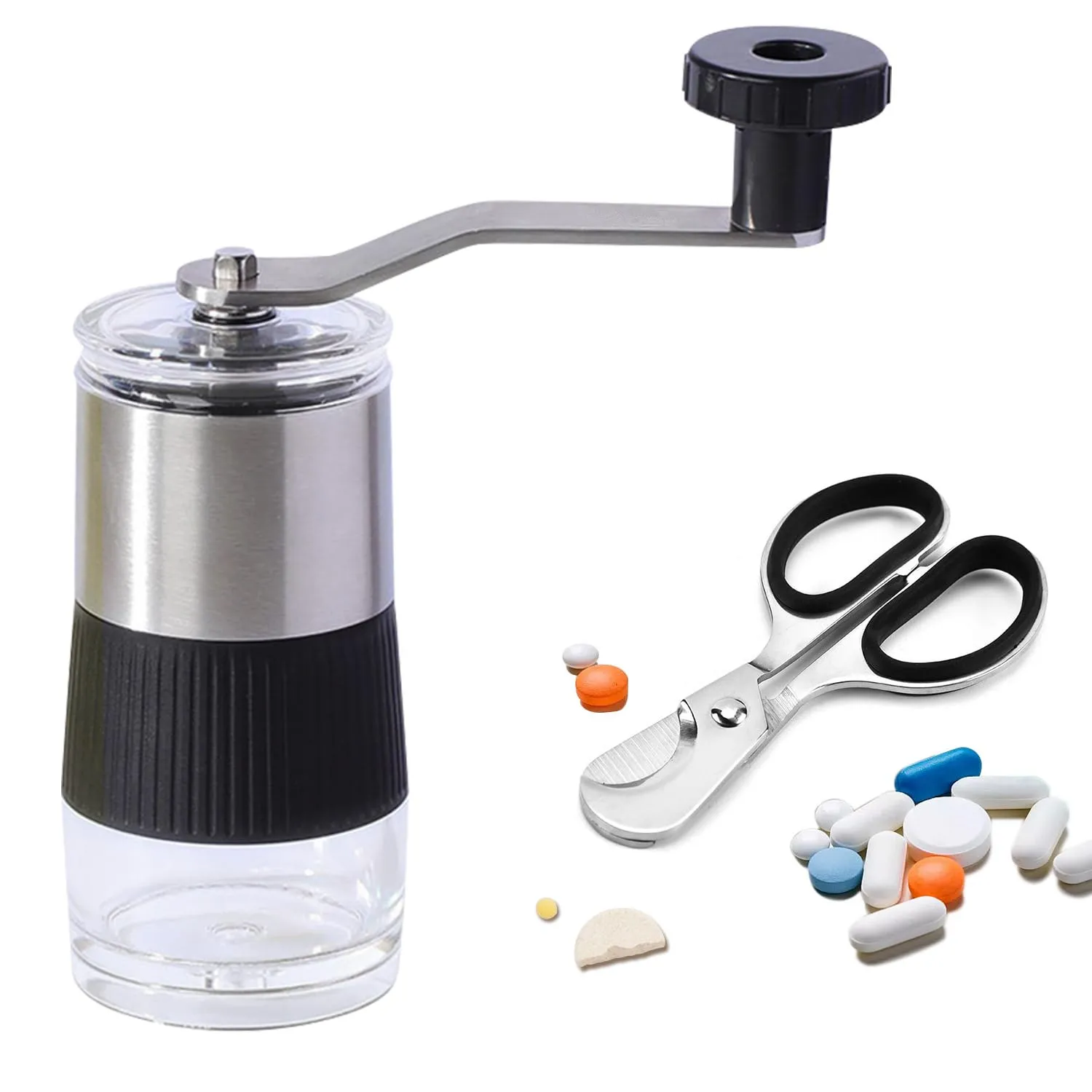 Pill Crusher with Pill Cutter Baby Tablet Crusher Grinder Pill Splitter Grind Pills into Fine Powder Mills for Feeding Pets Kids