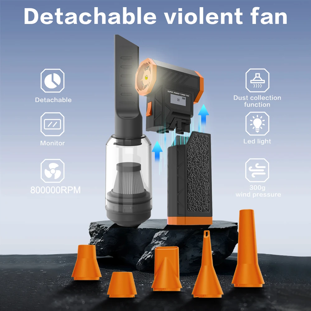 

Detachable Battery Violent Fan 800000RPM Powerful Air Blower Brushless Mini Turbo Jet Fan Replaceable Battery Electric Dryer