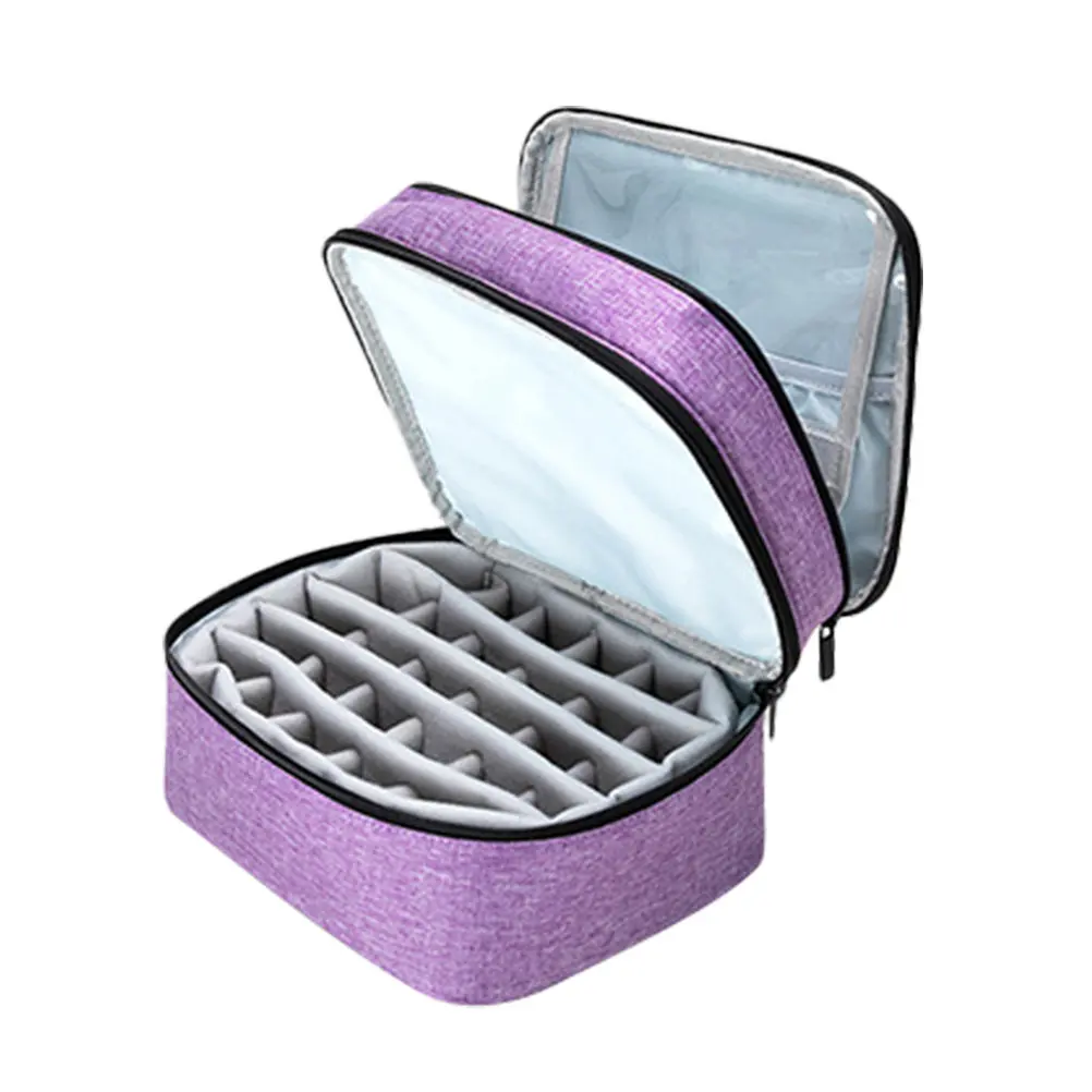

Double Layer Nail Polish Organizer Bag Bright Color Sturdy Cloth Material Portable Essential Oils Pouch Makeup Tools Storage