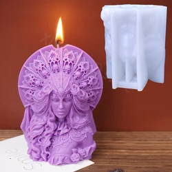 3D Half Body Queen Candle Silicone Mold DIY Goddess Plaster Crafts Mould Nordic Portrait Ornament Resin Molds Halloween Decor