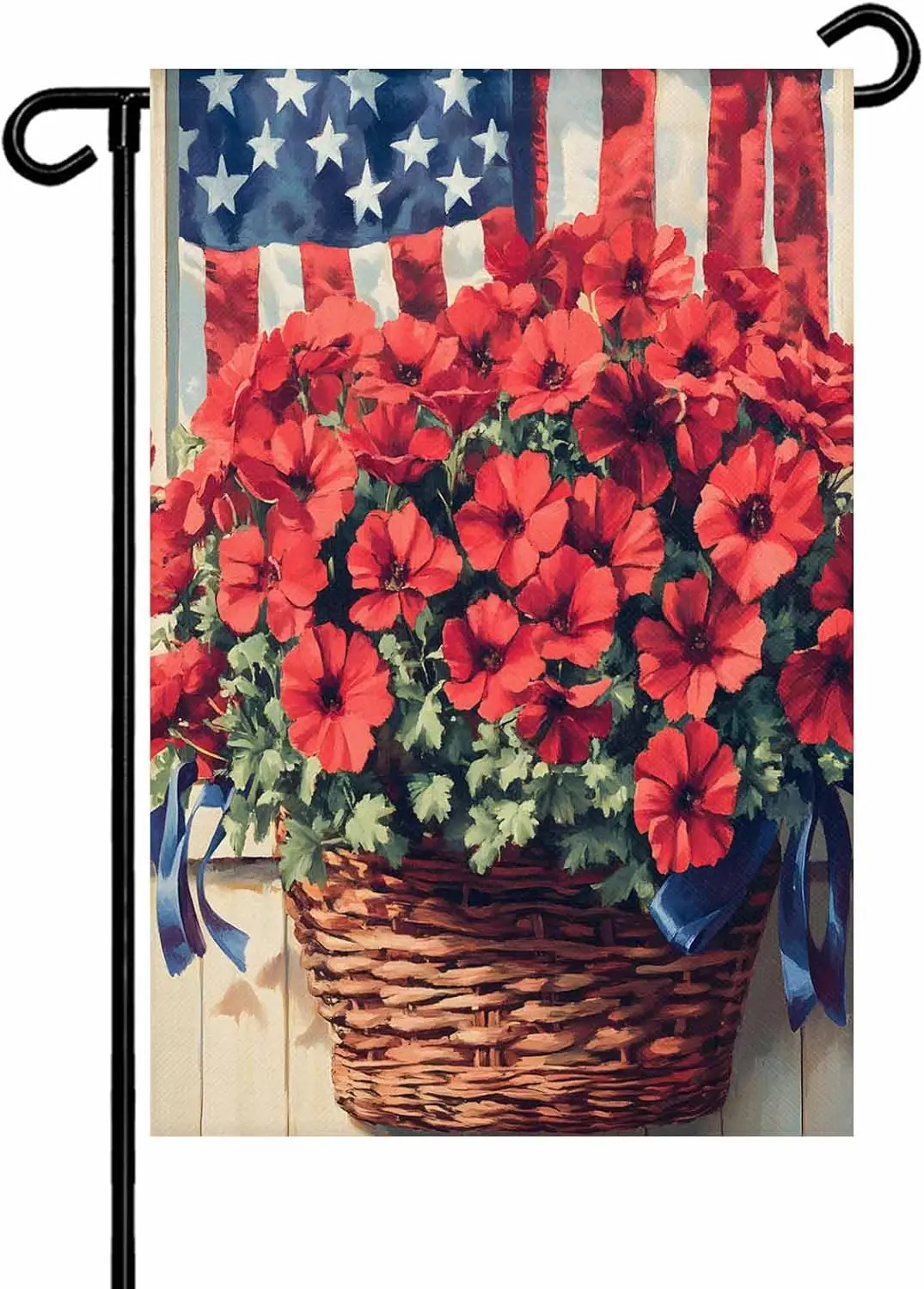 Begonia Flower Garden Flag for Outside, Independence Day American Flag 12x18 Inch Double Sided, Weatherproof Yard Flag for O AAS