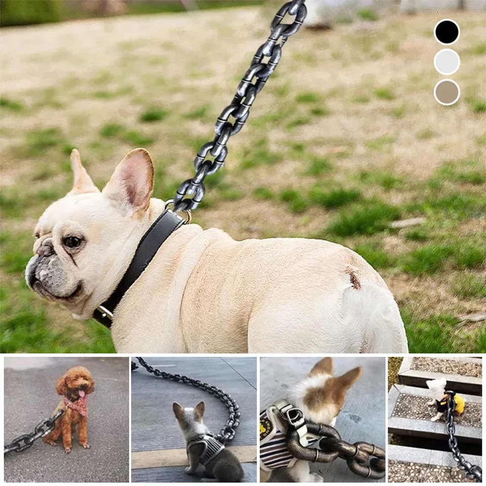 面白い犬のリードシミュレーションリアルな鉄のチェーン大中小型ペット