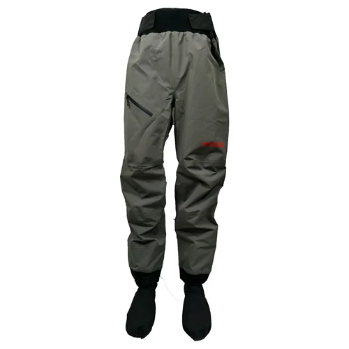 Imagen 1 del producto Pantalones de pesca de tela impermeable de tres capas para hombre, pantalones de agua orientados a la cintura, calcetines del mismo material, días fríos, cintura y