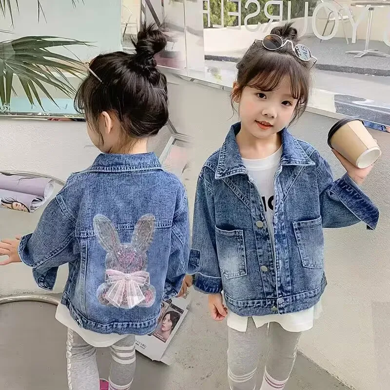 Cappotto di jeans per neonate primavera e autunno 2024 nuova giacca di jeans Casual moda per bambini coreani Top per bambini